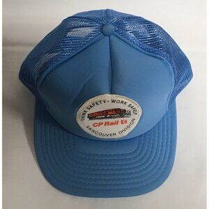 Vintage Canadian Pacific Rail CP Rail Mesh Snapback Hat Vancouver Division Blue